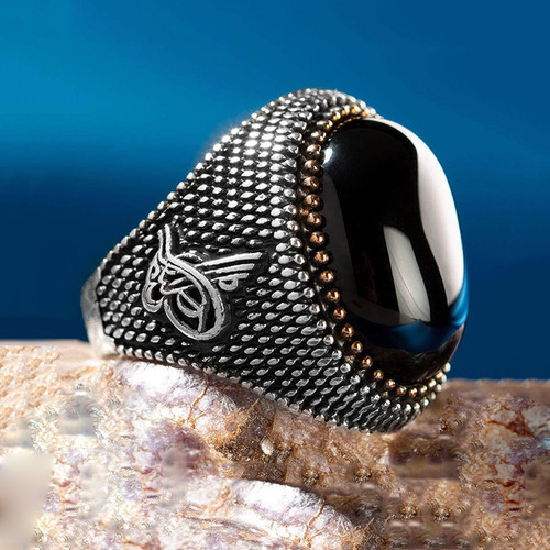 Detail Cincin Perak Batu Akik Hitam Nomer 35