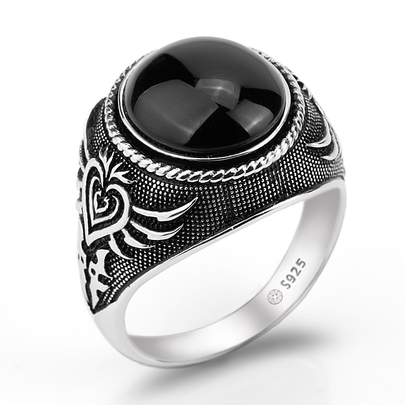 Detail Cincin Perak Batu Akik Hitam Nomer 8