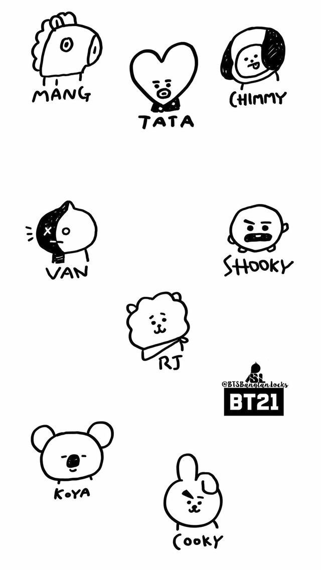 Detail Gambar Bt21 Hitam Putih Nomer 20