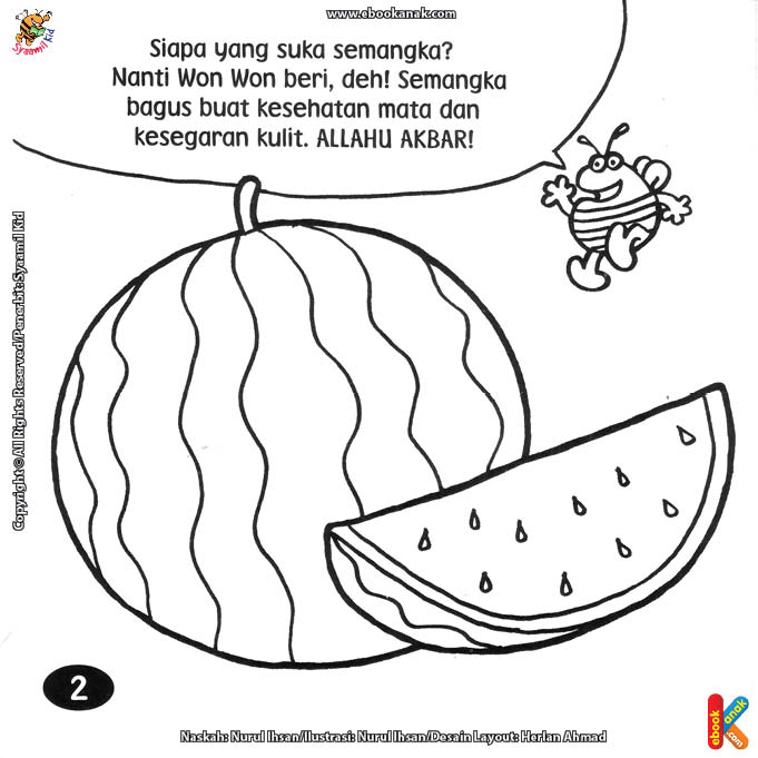 Detail Gambar Buah Semangka Untuk Diwarnai Nomer 14