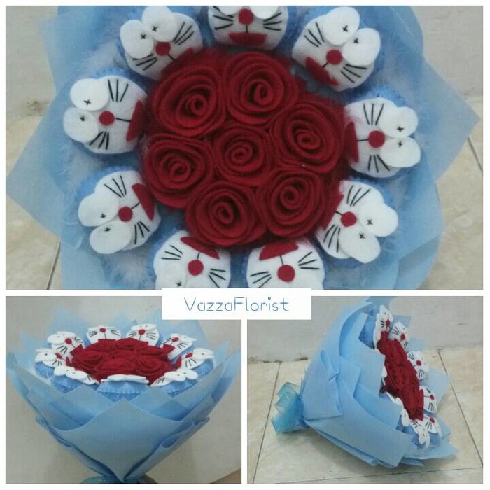 Detail Gambar Buket Bunga Doraemon Dari Kain Flanel Nomer 3