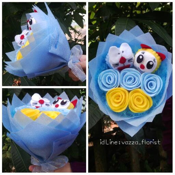 Detail Gambar Buket Bunga Doraemon Dari Kain Flanel Nomer 52