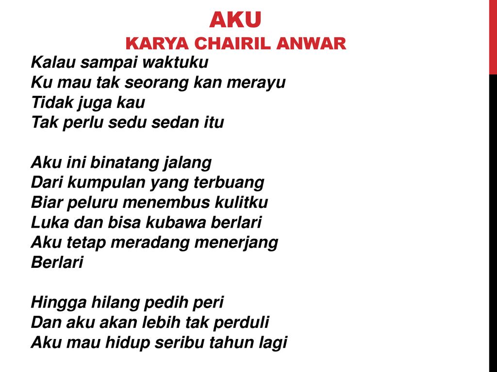 Detail Aku Chairil Anwar Musikalisasi Puisi Nomer 12