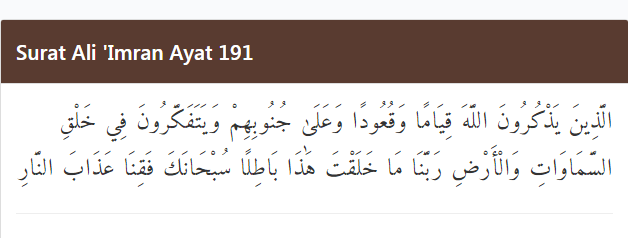 Detail Al Quran Surat Ali Imran Ayat 190 191 Nomer 19