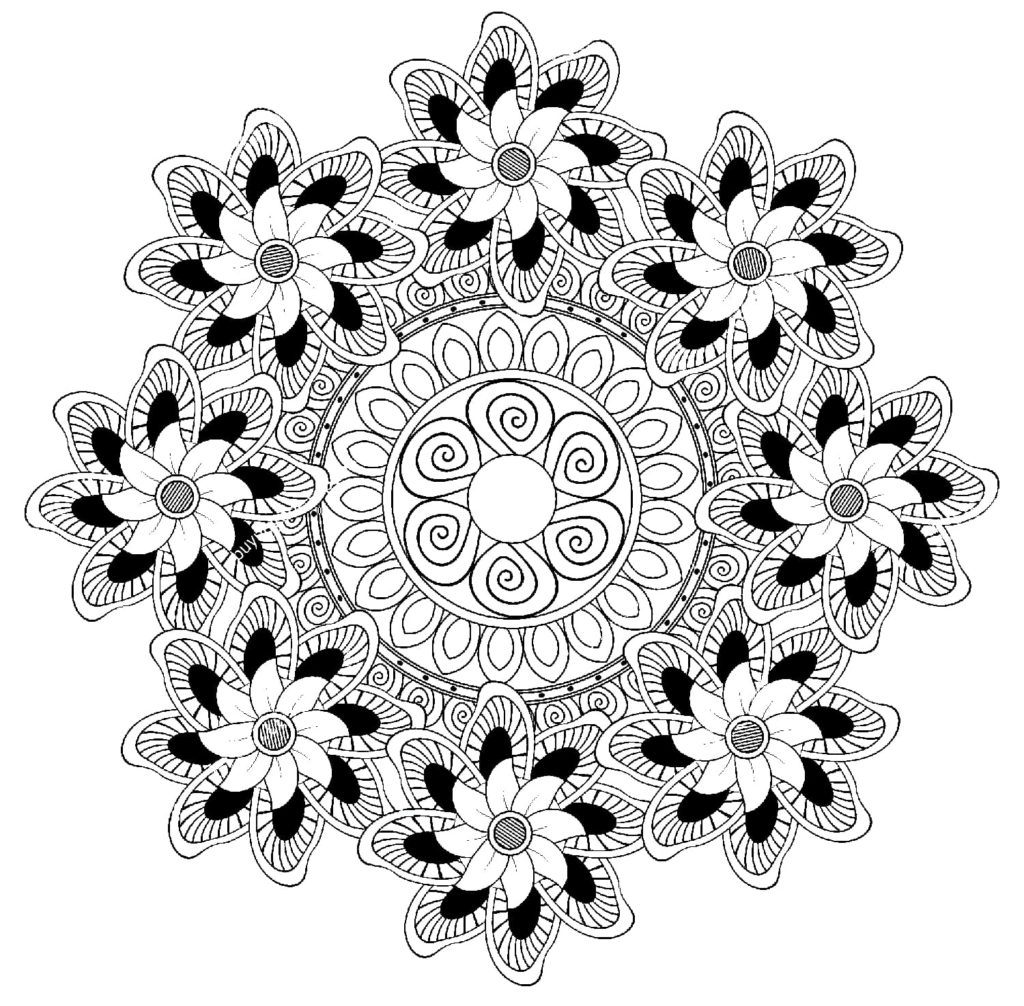 Detail Ausmalbilder Blumen Mandala Nomer 7