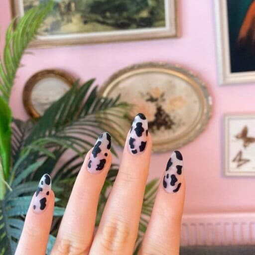 Clear Cow Print Nails - KibrisPDR