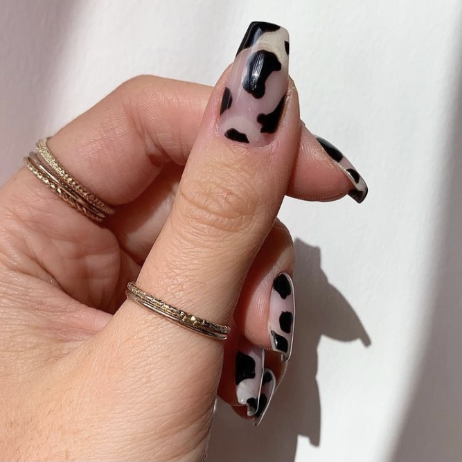 Detail Clear Cow Print Nails Nomer 15