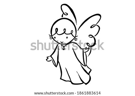 Detail Clipart Angels Free Black And White Nomer 12