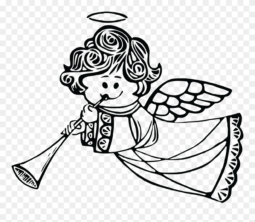 Detail Clipart Angels Free Black And White Nomer 19
