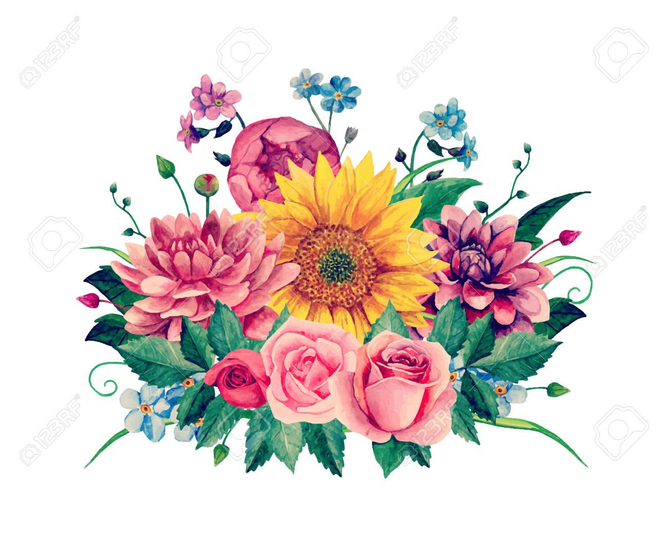 Detail Clipart Bouquet Of Flowers Nomer 36