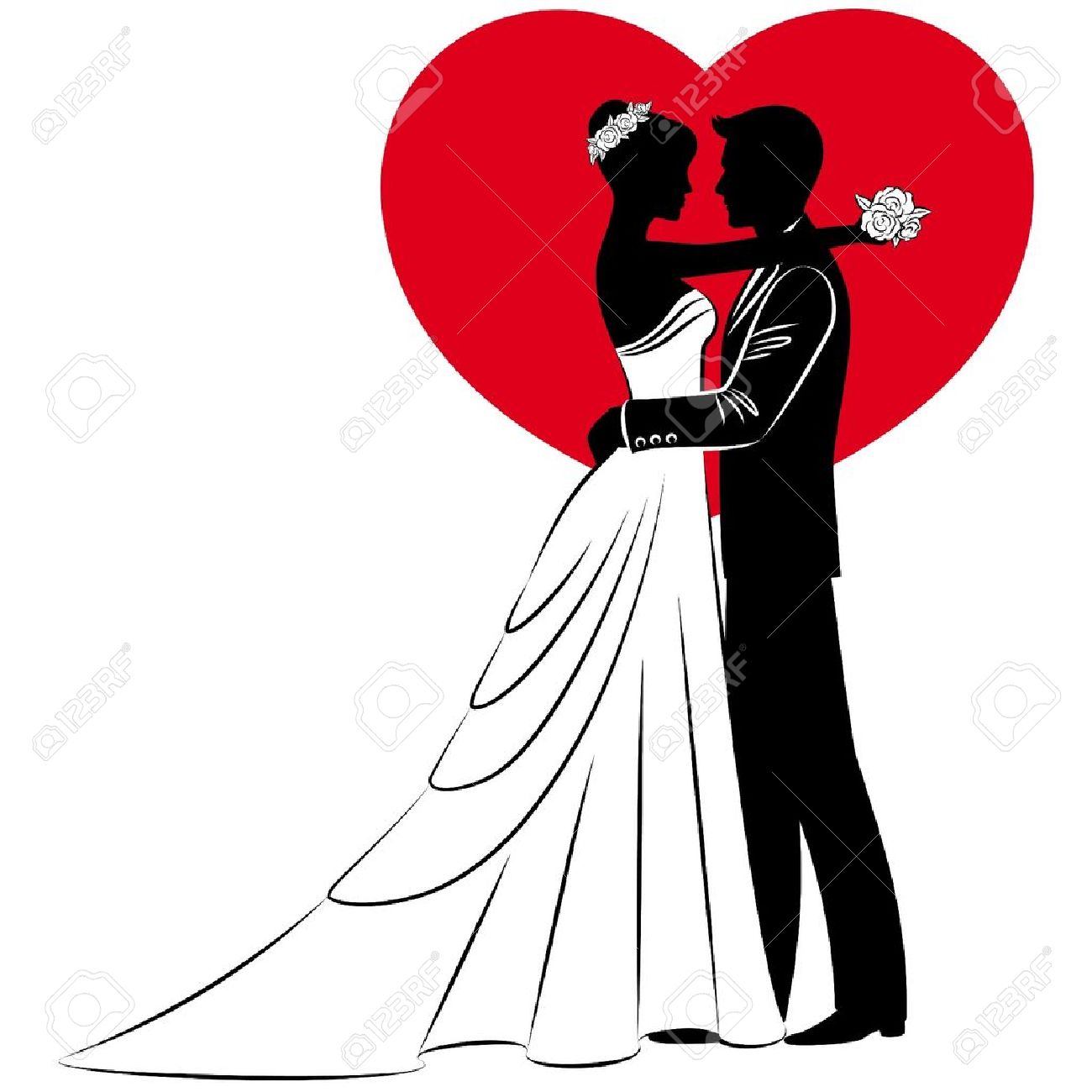 Detail Clipart Bride And Groom Silhouette Nomer 32