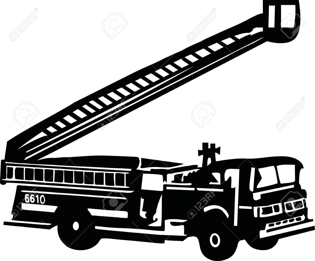 Detail Clipart Fire Truck Ladder Nomer 33