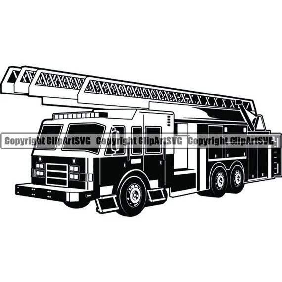 Detail Clipart Fire Truck Ladder Nomer 48