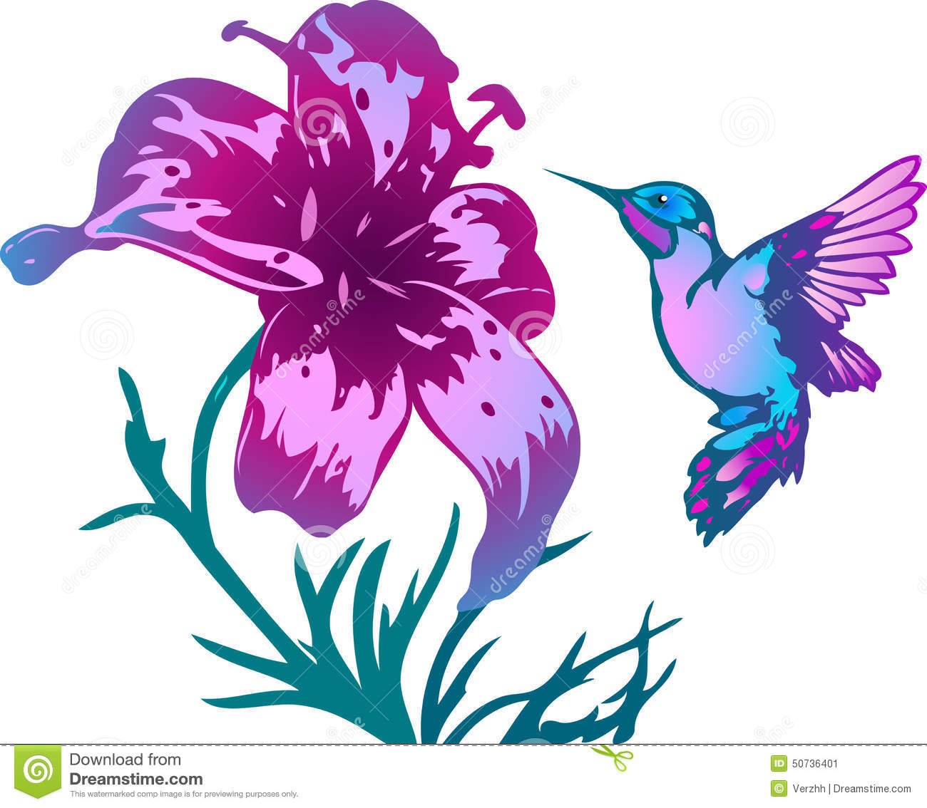Detail Clipart Hummingbird And Flower Nomer 33