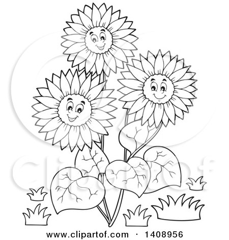 Detail Clipart Sunflower Black And White Nomer 44