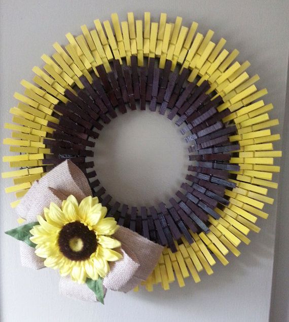 Detail Clothespin Sunflower Wreath Nomer 33