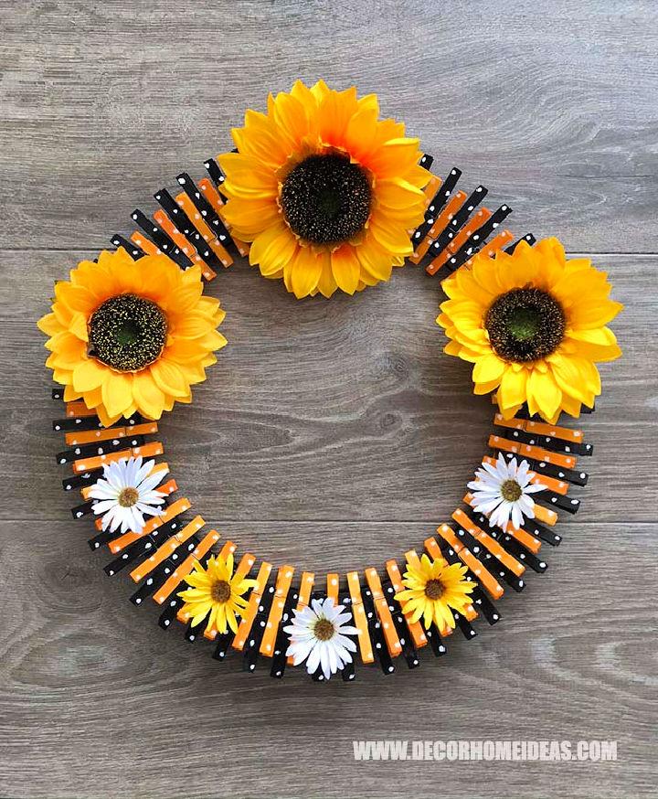 Detail Clothespin Sunflower Wreath Nomer 49