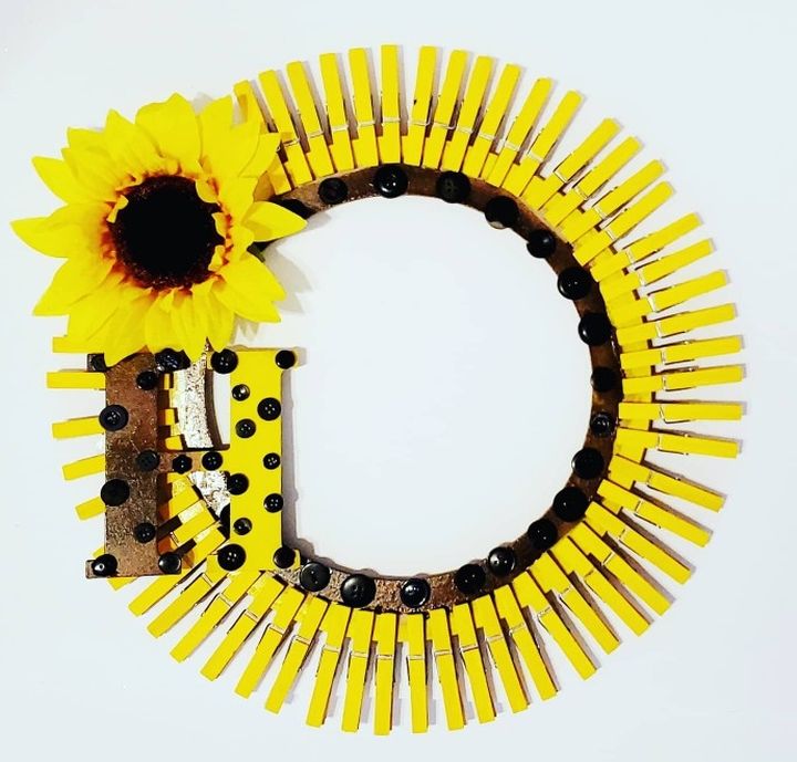 Detail Clothespin Sunflower Wreath Nomer 58