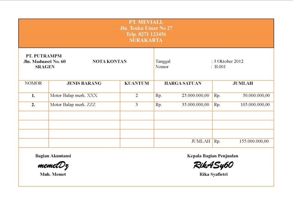 Detail Gambar Nota Kontan Nomer 13