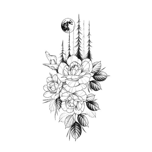 Detail Gambar Tato Bunga Mawar Hitam Nomer 50