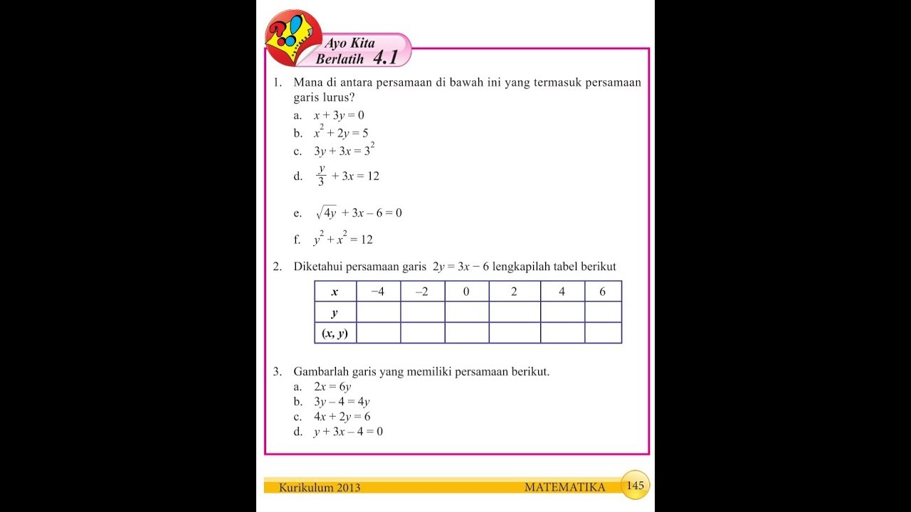 Detail Gambarlah Garis Yang Memiliki Persamaan Berikut Nomer 14