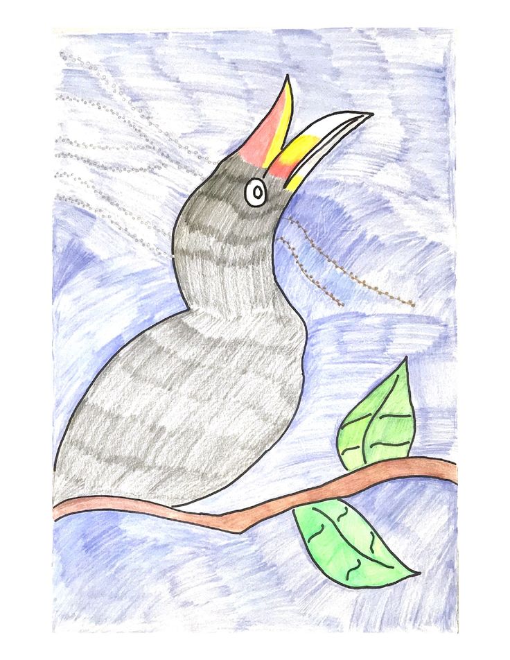 Detail Gambar Burung Di Pohon Dengan Pensil Nomer 47