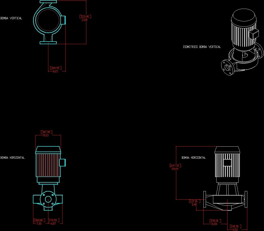 Detail Gambar Cad 2 Dimensi Pompa Air Nomer 2