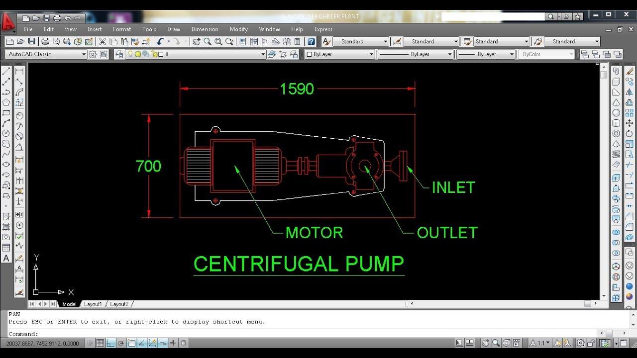 Detail Gambar Cad 2 Dimensi Pompa Air Nomer 3