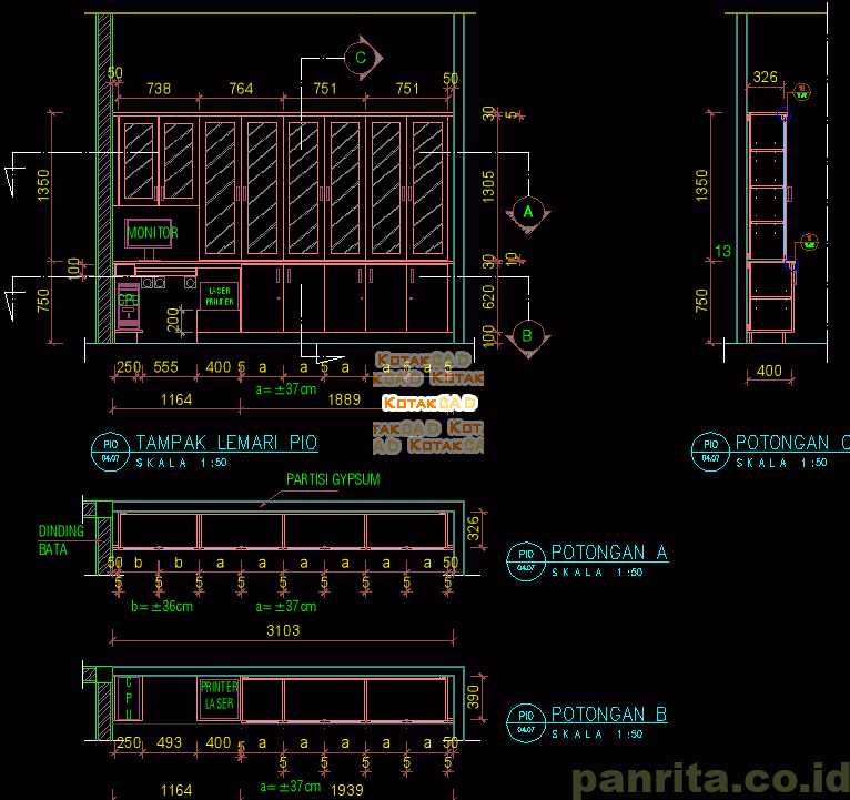 Detail Gambar Cad Lemari Pakaian Nomer 5