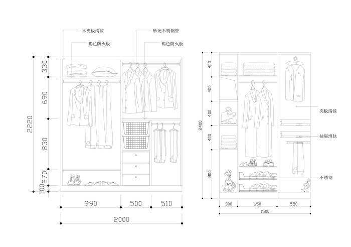 Detail Gambar Cad Lemari Pakaian Nomer 8