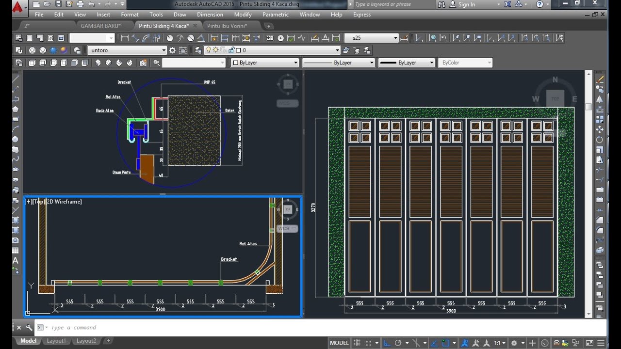 Detail Gambar Cad Pintu Lipat Kayu Nomer 11