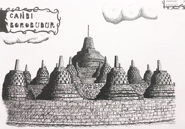 Detail Gambar Candi Borobudur Hitam Putih Nomer 3