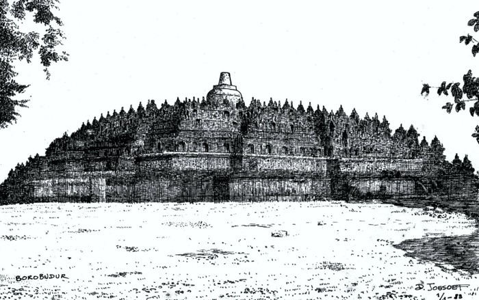 Detail Gambar Candi Borobudur Hitam Putih Nomer 7