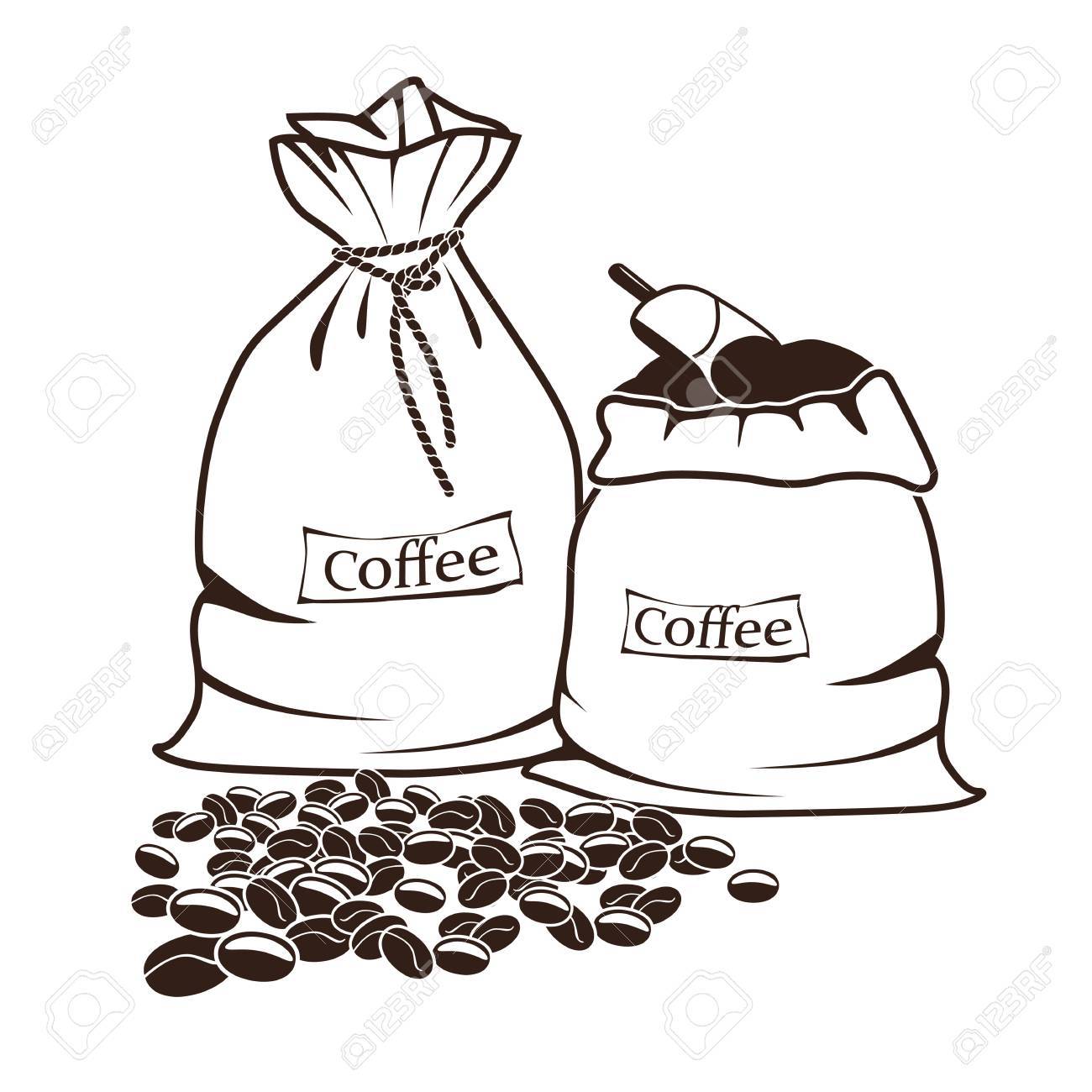 Detail Coffee Beans Clipart Black And White Nomer 5