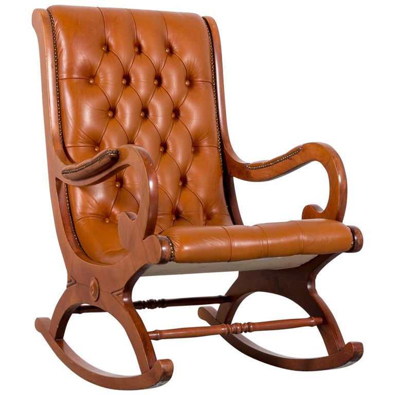Detail Cognac Leather Rocking Chair Nomer 4