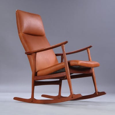 Detail Cognac Leather Rocking Chair Nomer 8