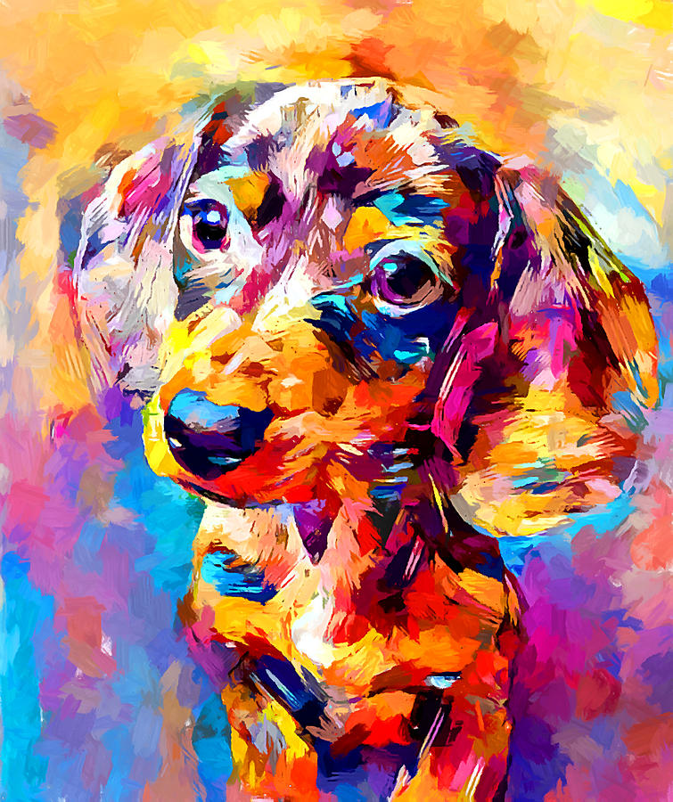 Detail Colorful Dachshund Painting Nomer 2