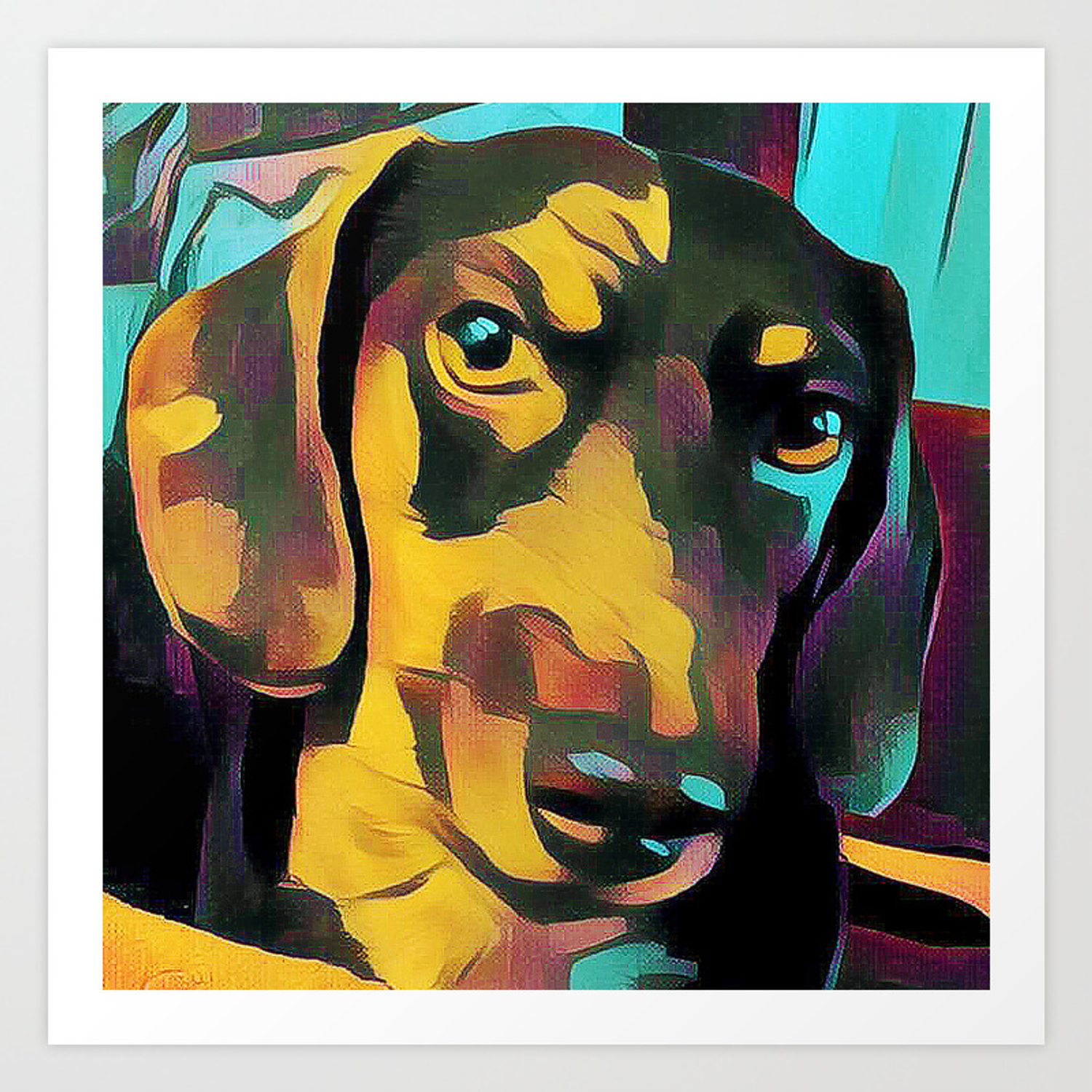 Detail Colorful Dachshund Painting Nomer 16