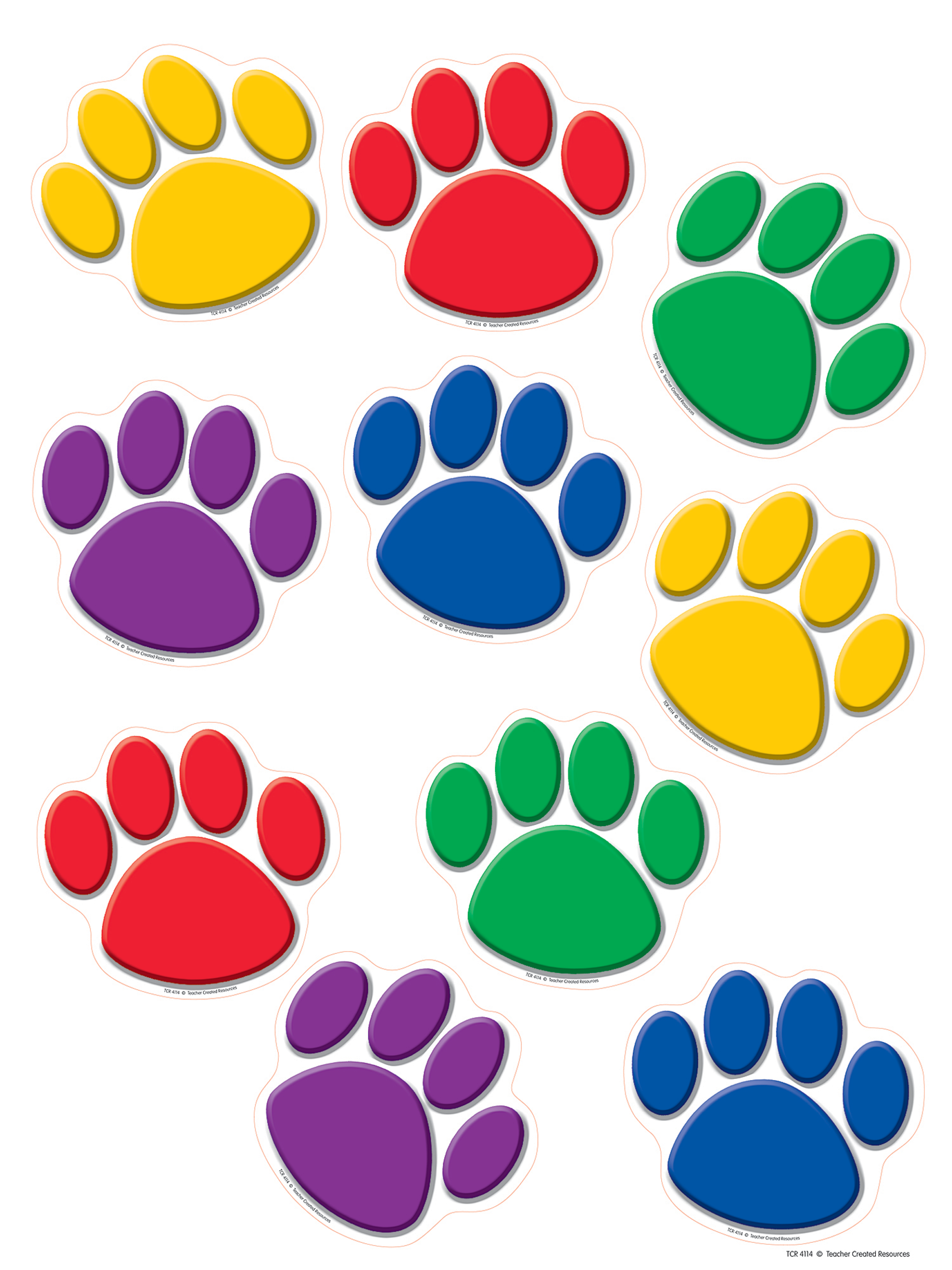 Colorful Paw Print Clipart - KibrisPDR