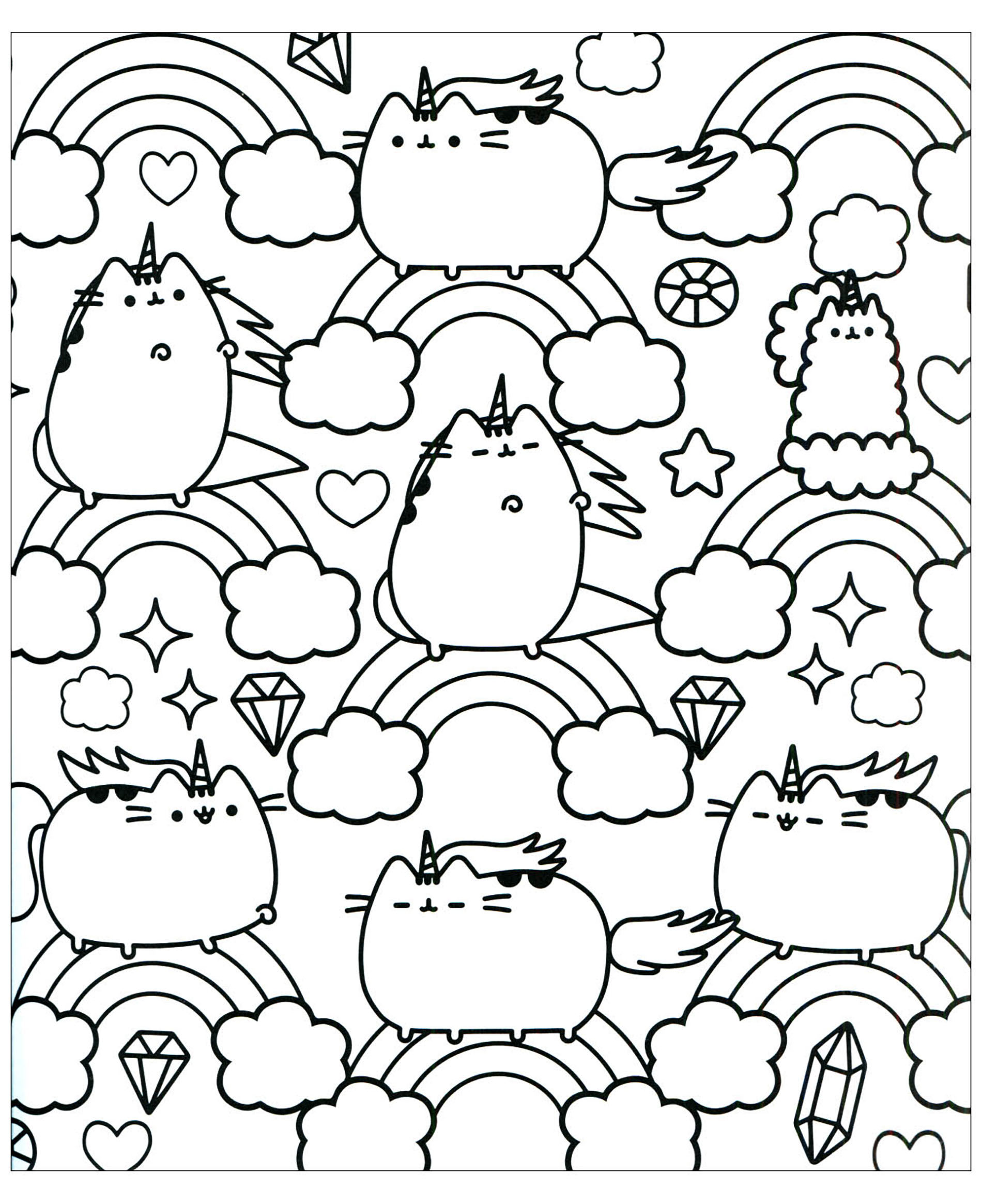 Detail Coloring Gambar Pusheen Nomer 29