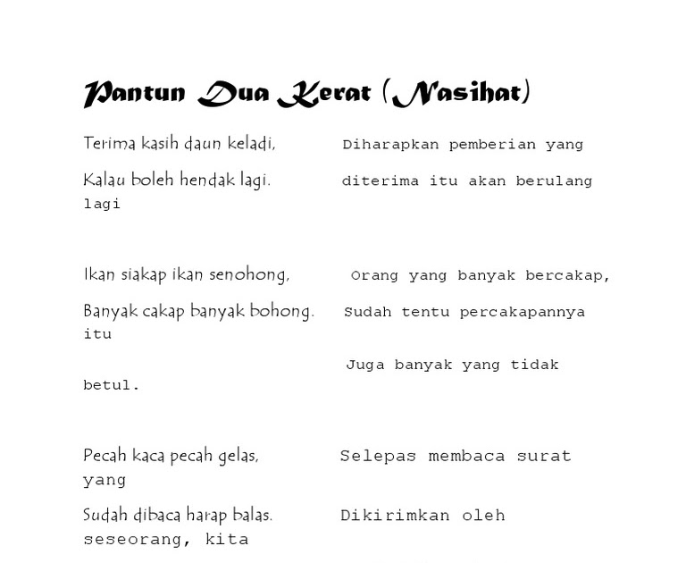 Detail Contoh 2 Pantun Nomer 13