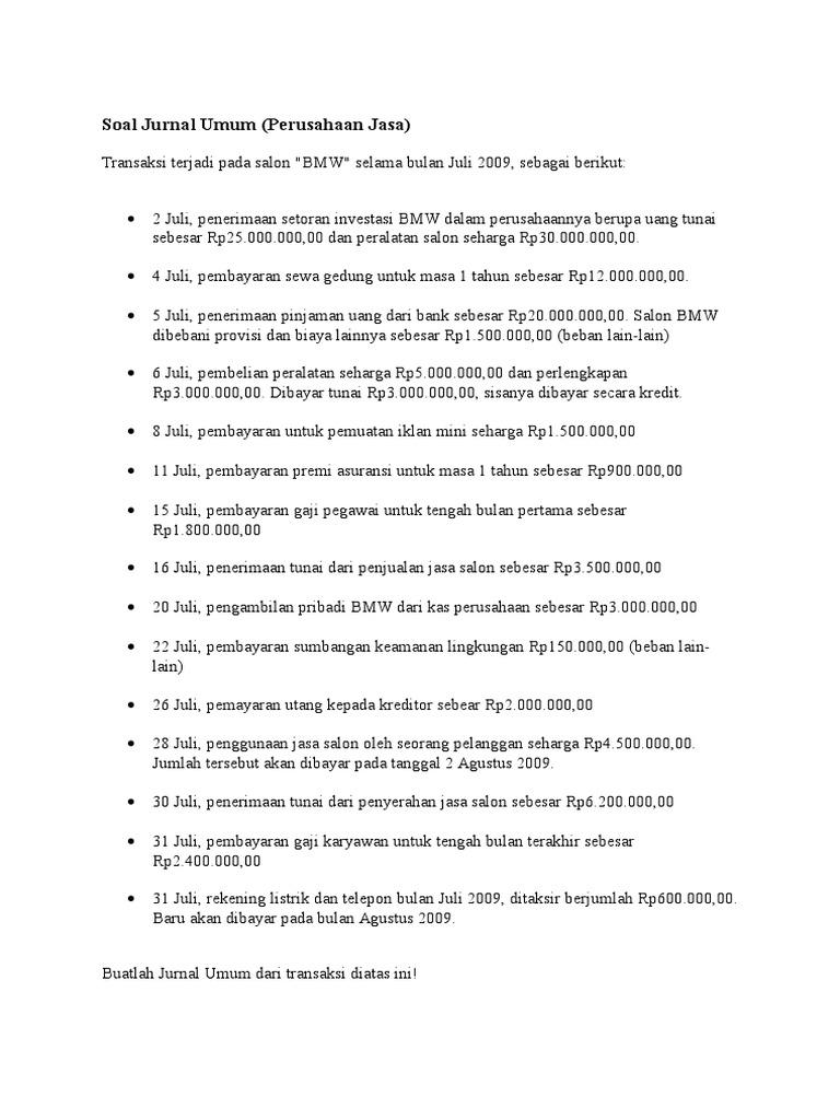 Contoh 30 Transaksi Perusahaan Jasa Bengkel - KibrisPDR