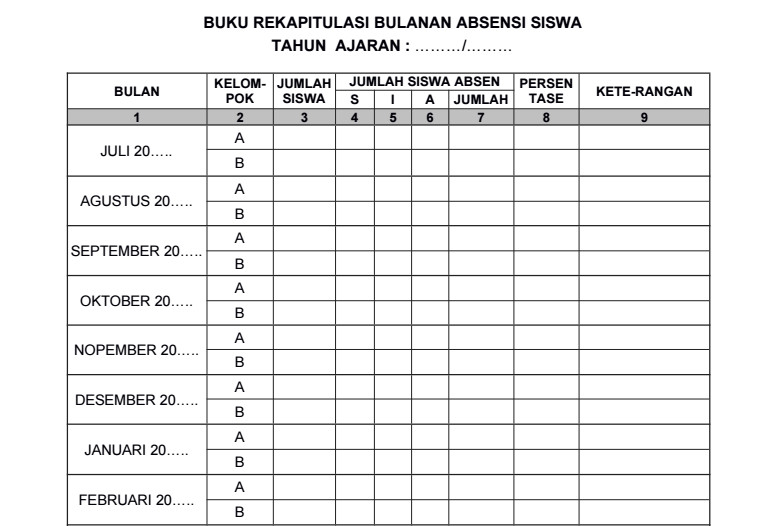 Detail Contoh Absen Harian Nomer 52