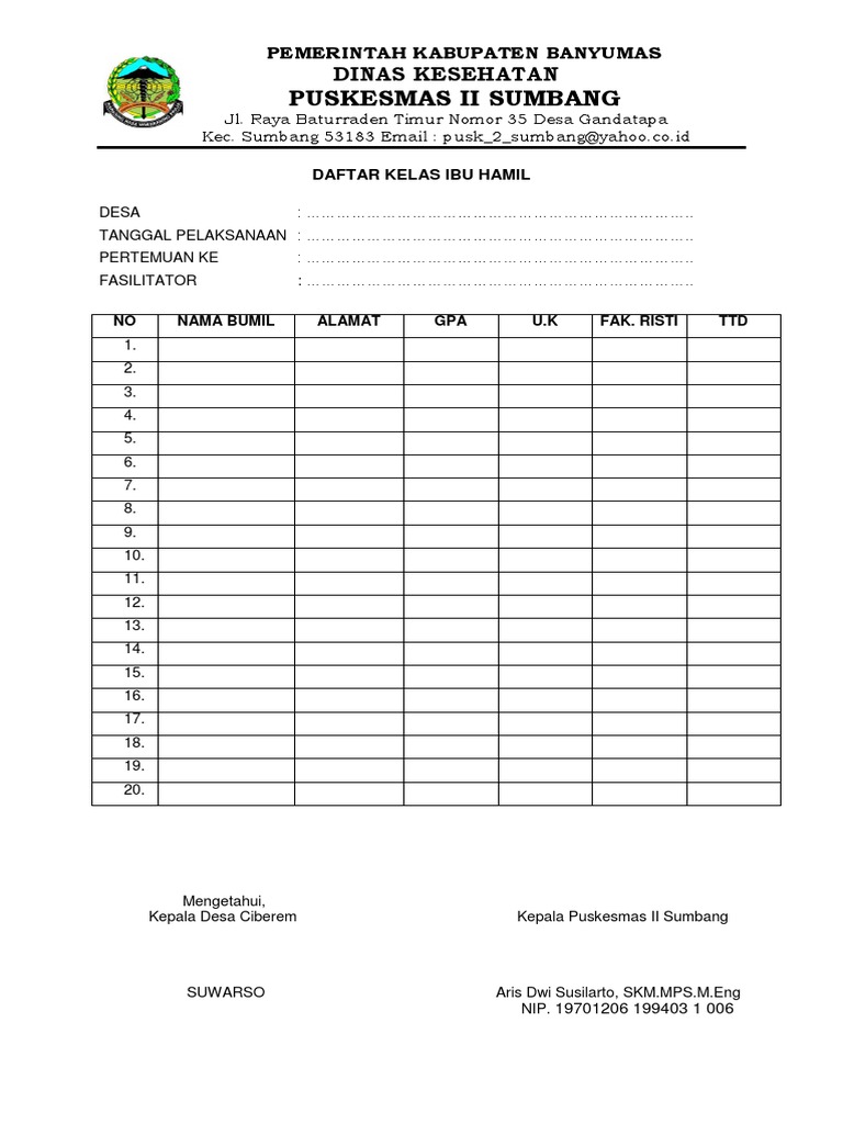 Detail Contoh Absen Kelas Nomer 20