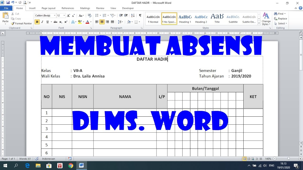 Detail Contoh Absen Kelas Nomer 25