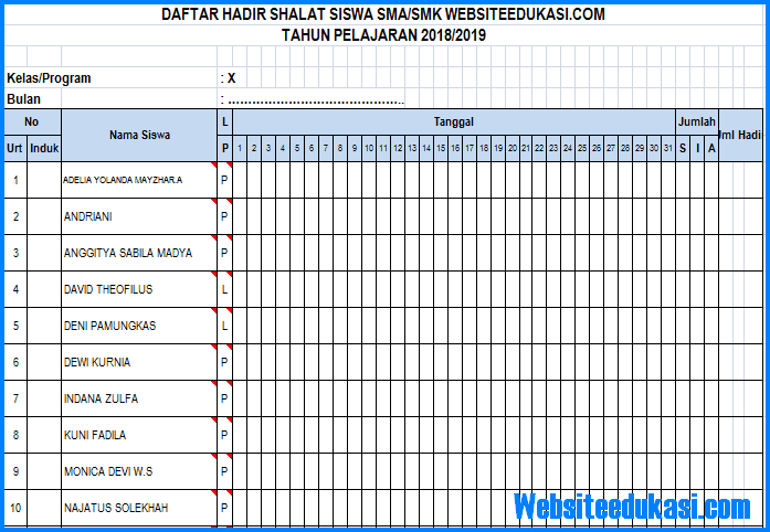 Detail Contoh Absen Kelas Nomer 38
