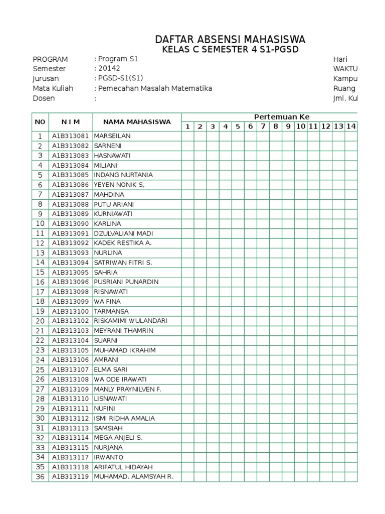 Detail Contoh Absen Mahasiswa Nomer 2