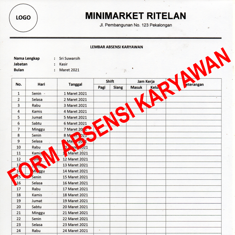 Detail Contoh Absen Manual Karyawan Nomer 17