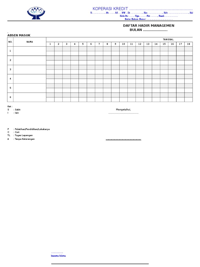 Detail Contoh Absen Manual Karyawan Nomer 38