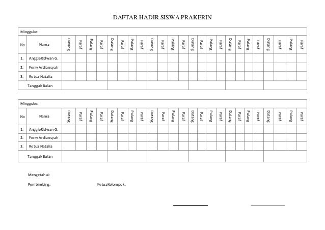 Detail Contoh Absen Pkl Nomer 13